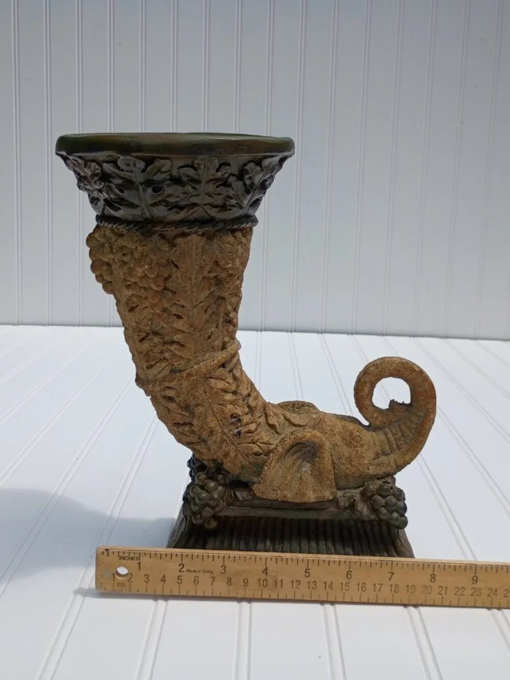 Vintage Cornucopia Elephant Planter Decorative Tabletop Horn of Plenty Vase 11